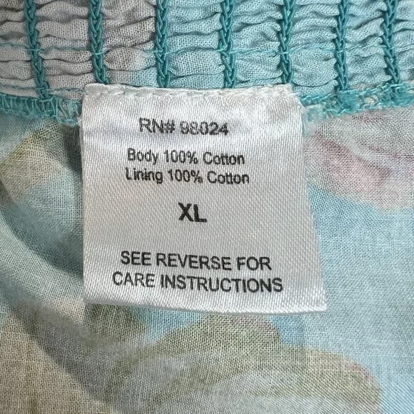 Anthropologie Love The‎ Label Top Womens XL Blue Floral Puff Sleeve Asymmetrical - Picture 12 of 14